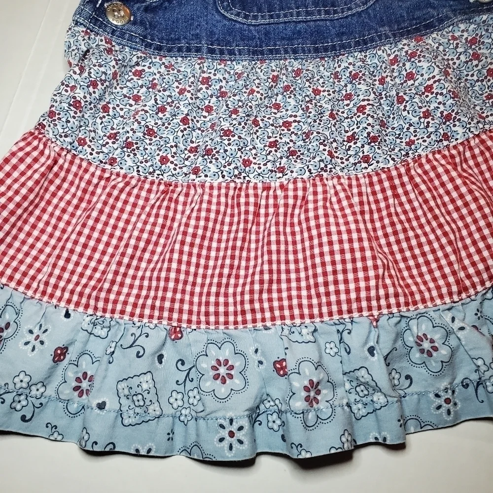 Vintage OshKosh Tier Overall Jumper Dress Sz 3-6 M